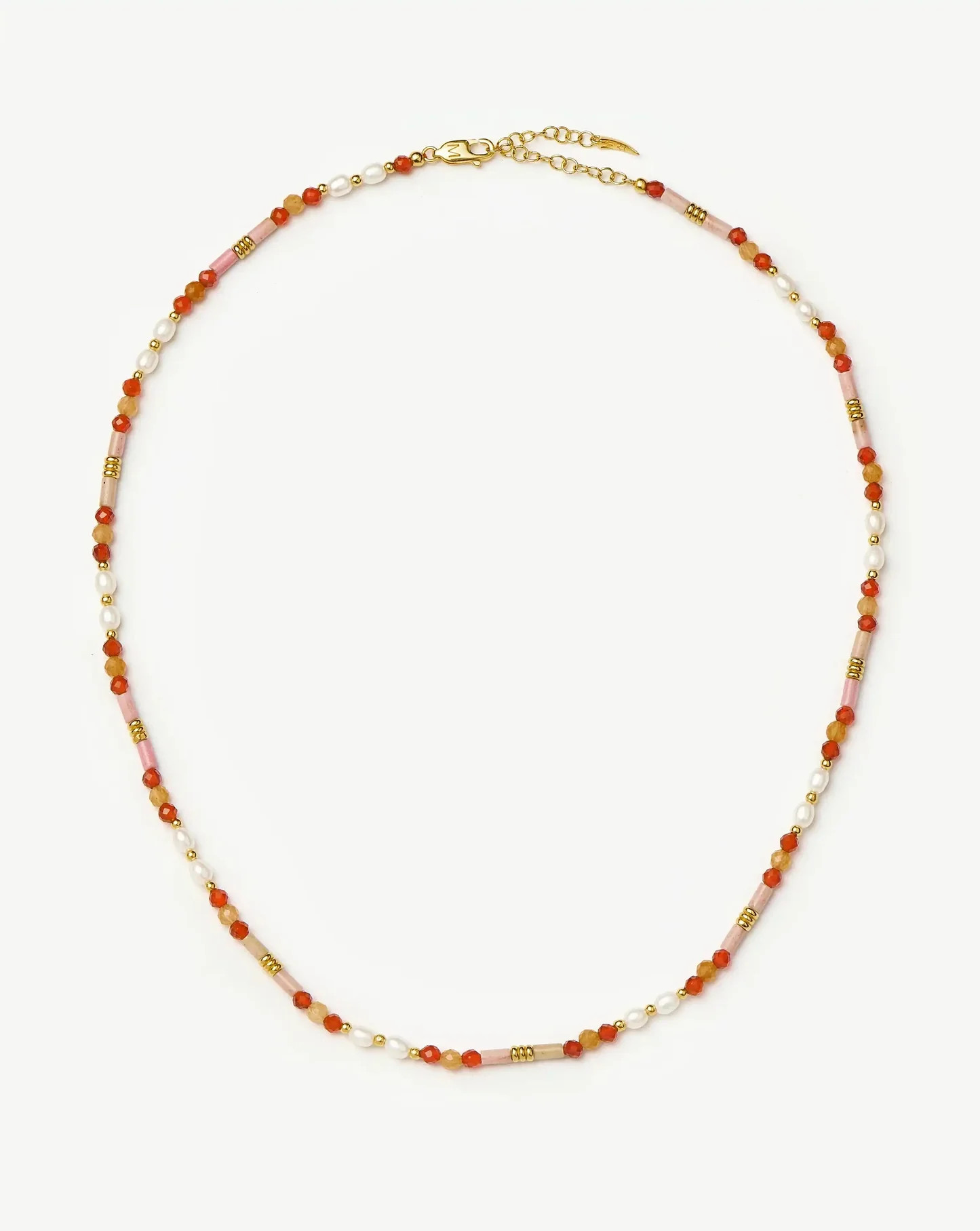 Beaded Gemstone & Pearl Short Necklace in Paloma Pink | Missoma UK | Missoma UK