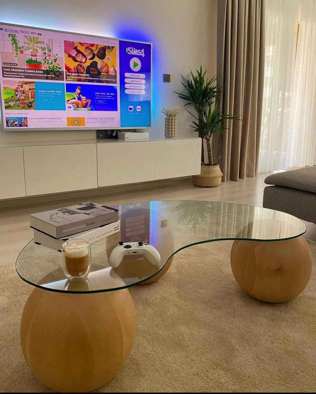 Wooden Balls, Center Table,glass Table With Wooden Collected, Decorative Wooden Balls, Wooden Cof... | Etsy (US)