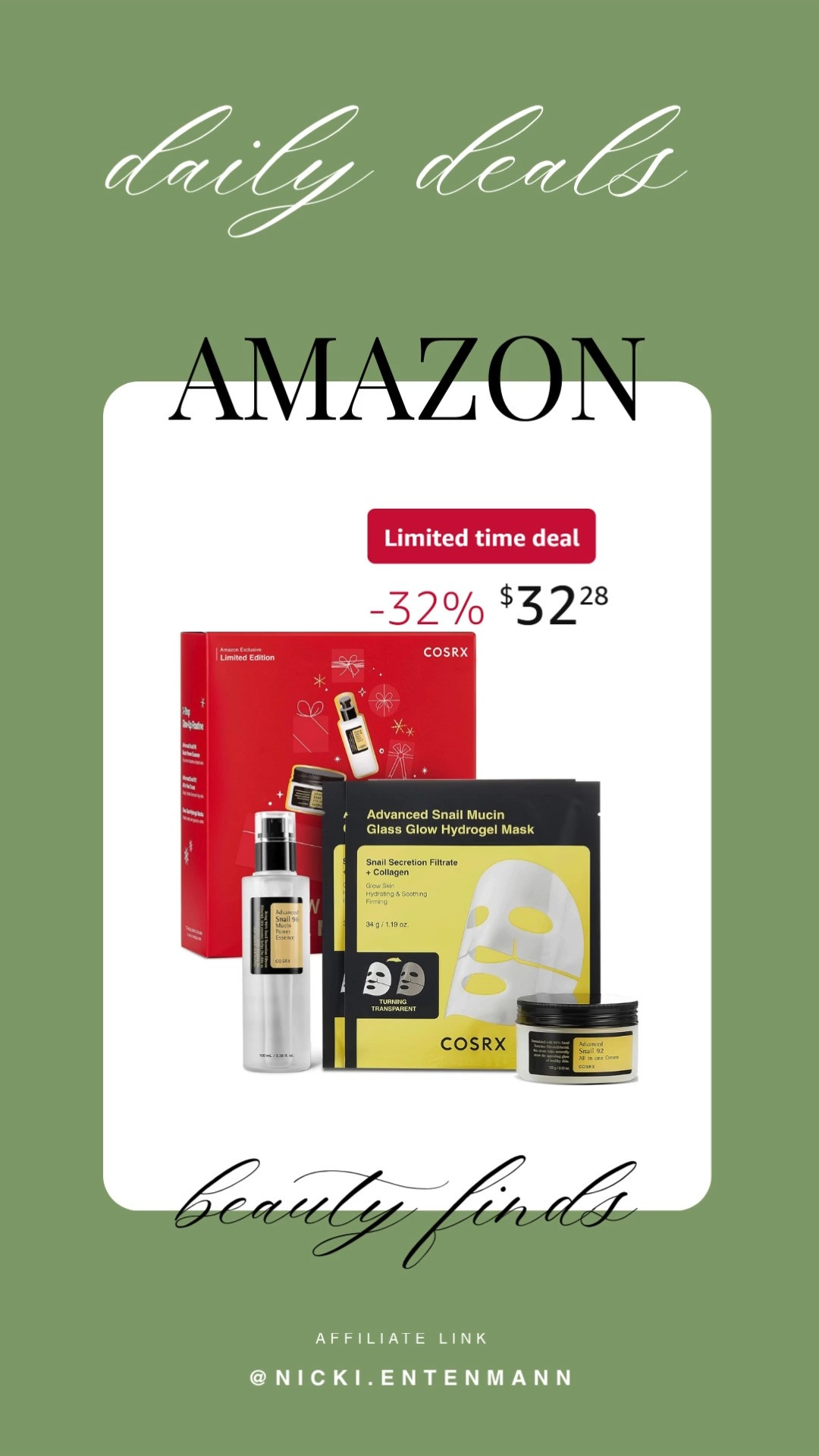 This Snail Mucin Limited Holiday Gift Set with repairing serum brings cheerful glow and effortless care to everyday skincare with radiant flair. #SnailMucin #HolidayGiftSet #RepairingSerum #SkincareGoals #BeautyEssentials #GlowingSkin #DailyCare #SelfCareJourney #RadiantLooks #WellnessBeauty 🐌✨🎁
 

 #LTKHoliday #LTKselfcare #LTKBeauty