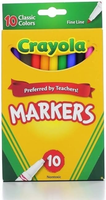 Crayola 58-7726 Classic Fine Line Markers Assorted Colors 10 Count, 2 Pack | Amazon (US)