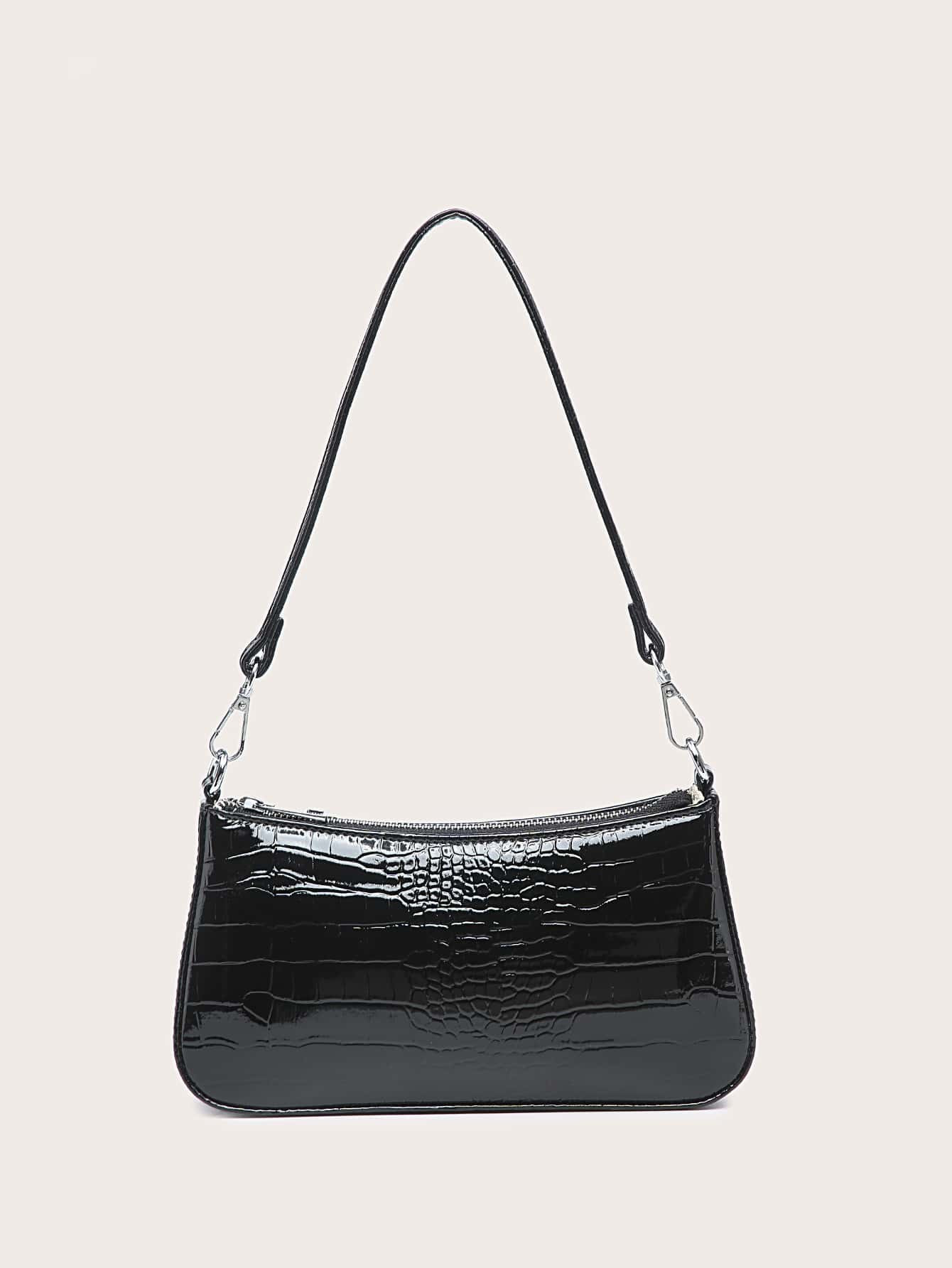 Croc Embossed Baguette Bag | SHEIN