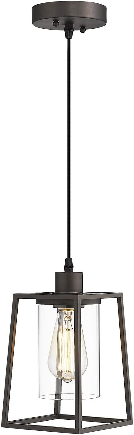 Emliviar Kitchen Pendant Light, Mini Hanging Light in Oil Rubbed Bronze Finish with Clear Glass S... | Amazon (US)