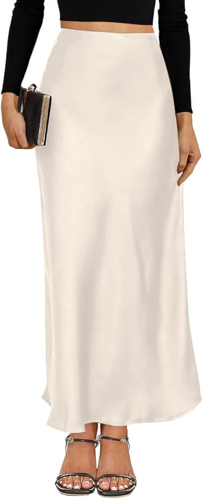 VividMosaic 2026 Satin High Waisted Maxi Skirt Silk A-Line Spring Summer Casual Long Skirts for W... | Amazon (US)