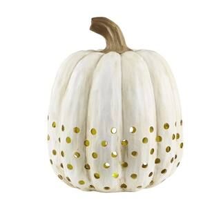 12 in. White Pumpkin with Led Lights | Home Depot