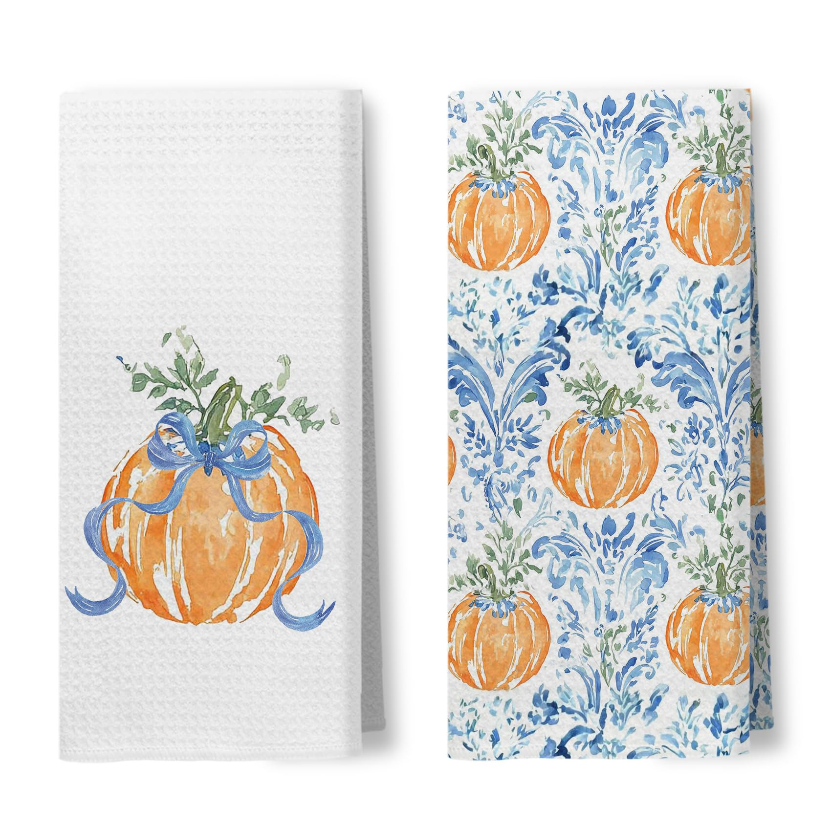 Grandmillennial Fall Orange Pumpkin Kitchen Towels, Preppy Fall Pumpkin Hand Towels for Bathroom,... | Amazon (US)