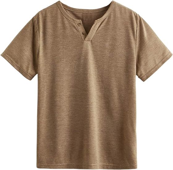 Milumia Boys Casual Henley Shirt Short Sleeve Solid T-Shirt | Amazon (US)