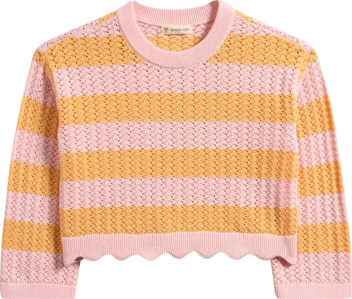 Tucker + Tate Kids' Stripe Pointelle Cotton Crop Sweater | Nordstrom | Nordstrom