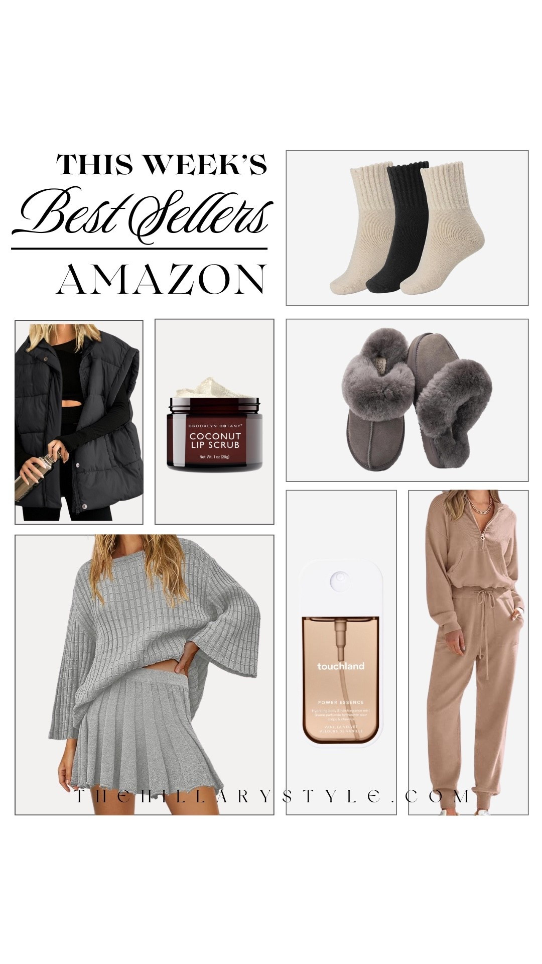 This week’s Amazon best sellers are all about elevated comfort — from plush sweater sets and sleek puffer vests to genuine suede shearling clogs and ultra-soft winter socks. I also added the top beauty picks, including the cult-favorite lip scrub and Vanilla Velvet Touchland mist. Linking the full edit so you can shop the cozy neutrals everyone is loving.

#LTKStyleTip #LTKOver40 #LTKSeasonal