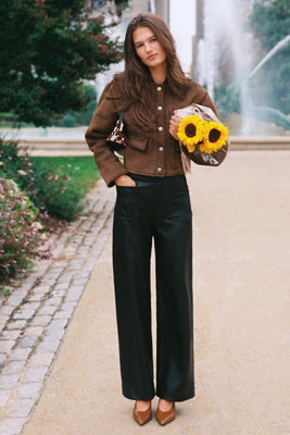 The Colette Faux Leather Full-Length Wide-Leg Pants by Maeve | Anthropologie (US)