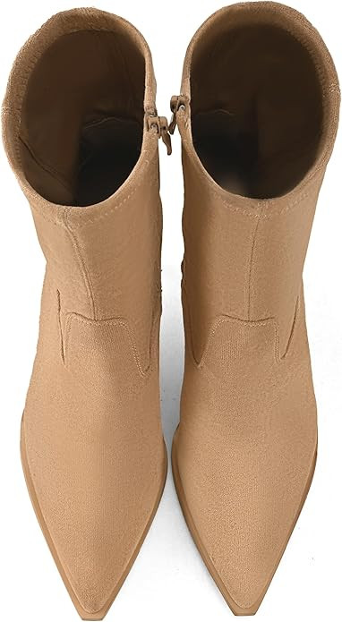 Kitten Heel Ankle Boots for Women Pointed Toe Stacked Stiletto Booties with Side Zipper Mid Calf ... | Amazon (US)
