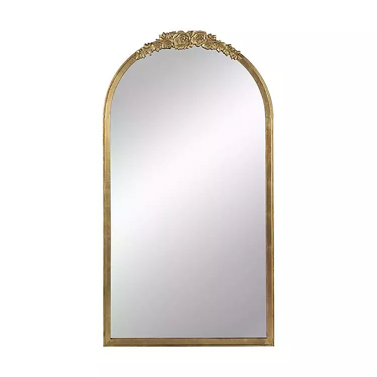 Gold Floral Top Arch Frame Floor Mirror, 27x52 in. | Kirkland's Home