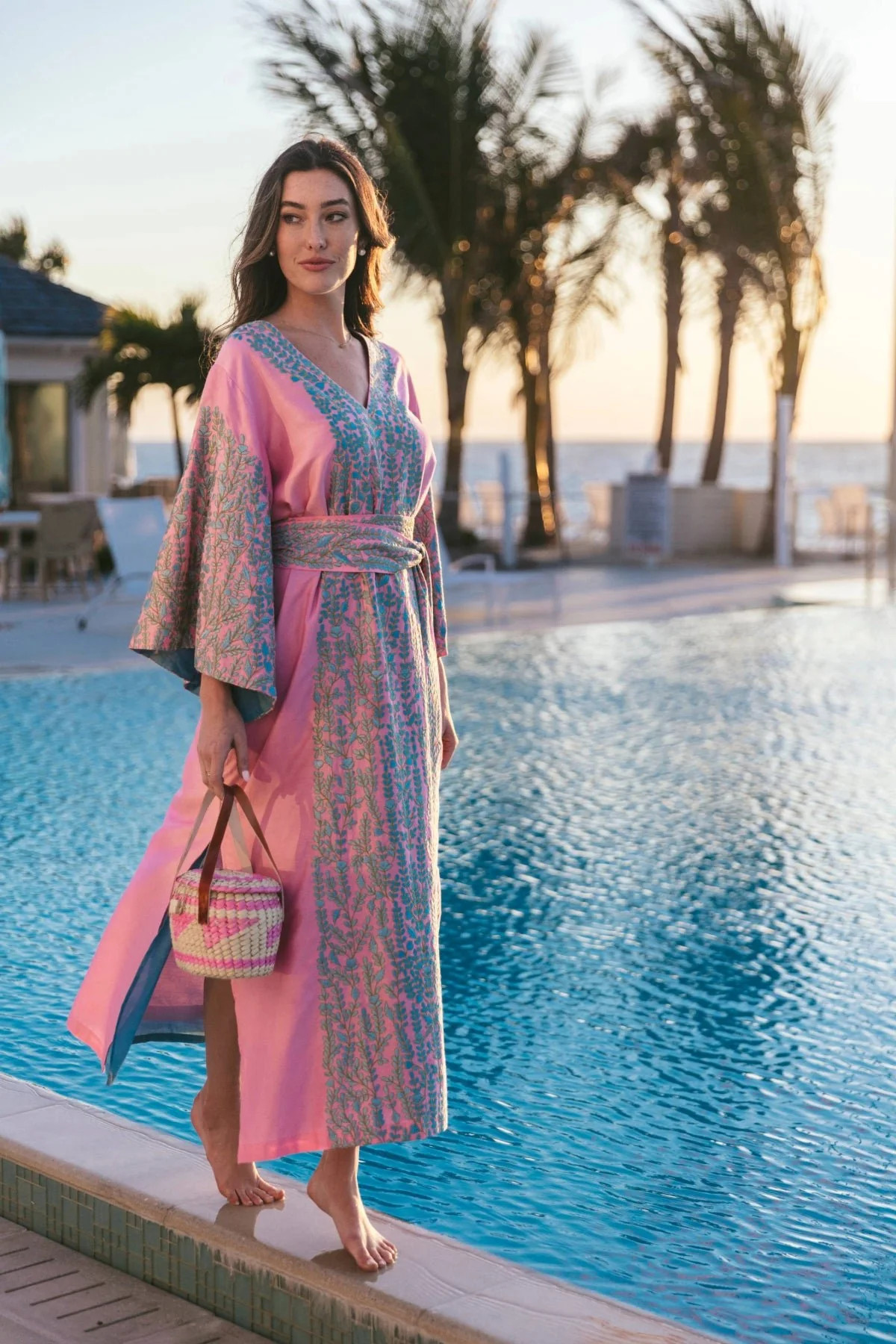SS Kaftan | Begonia Pink / Robins Egg | SUE SARTOR