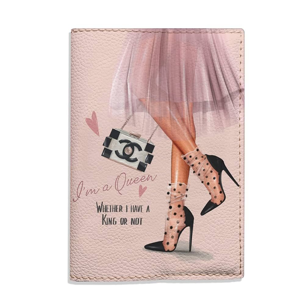I am a Queen Fashion Passport Holder for women pink eco leather cover stylish girl in dress desig... | Amazon (US)