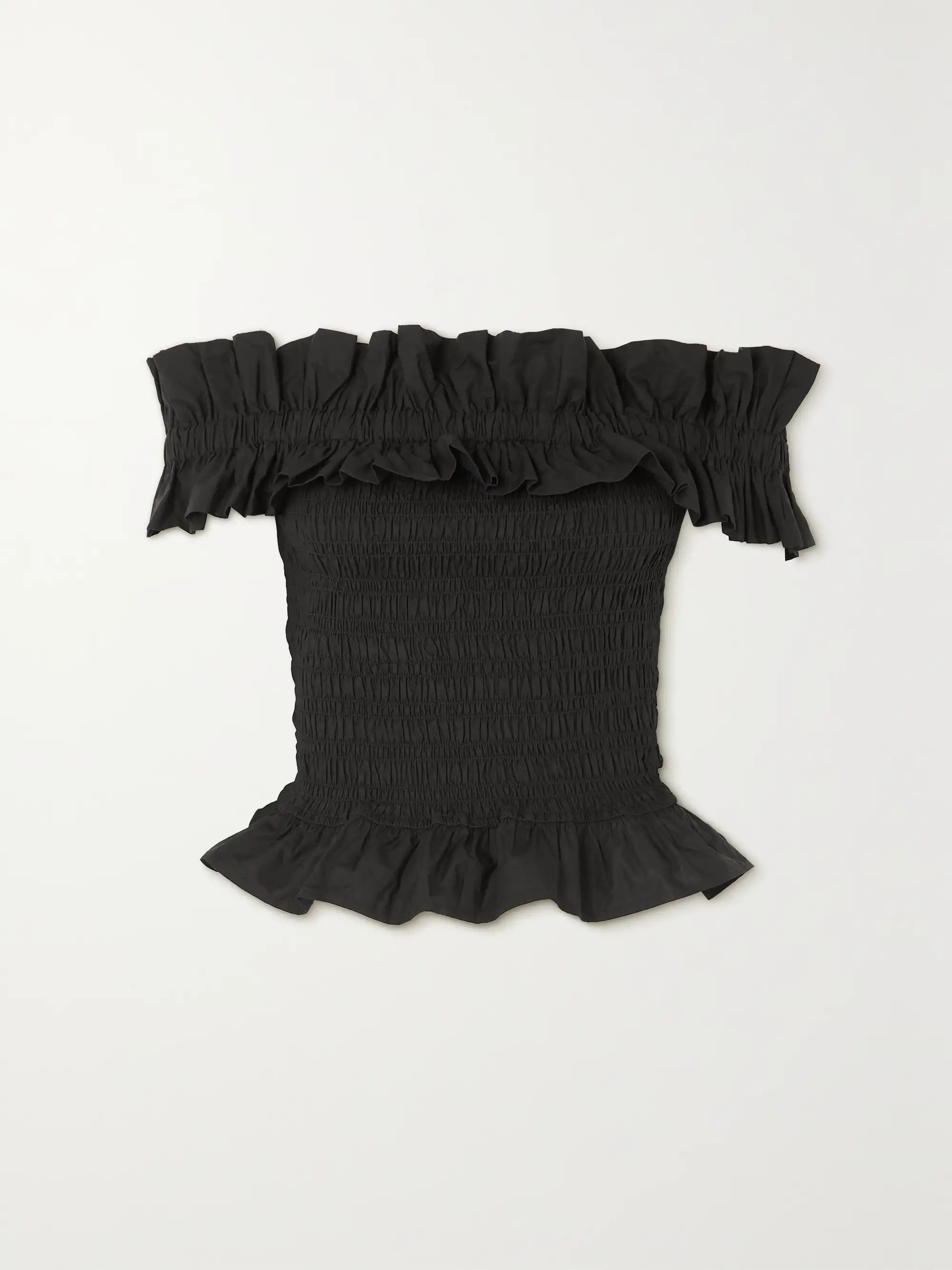 Off-the-shoulder shirred organic cotton-poplin top | NET-A-PORTER (UK & EU)