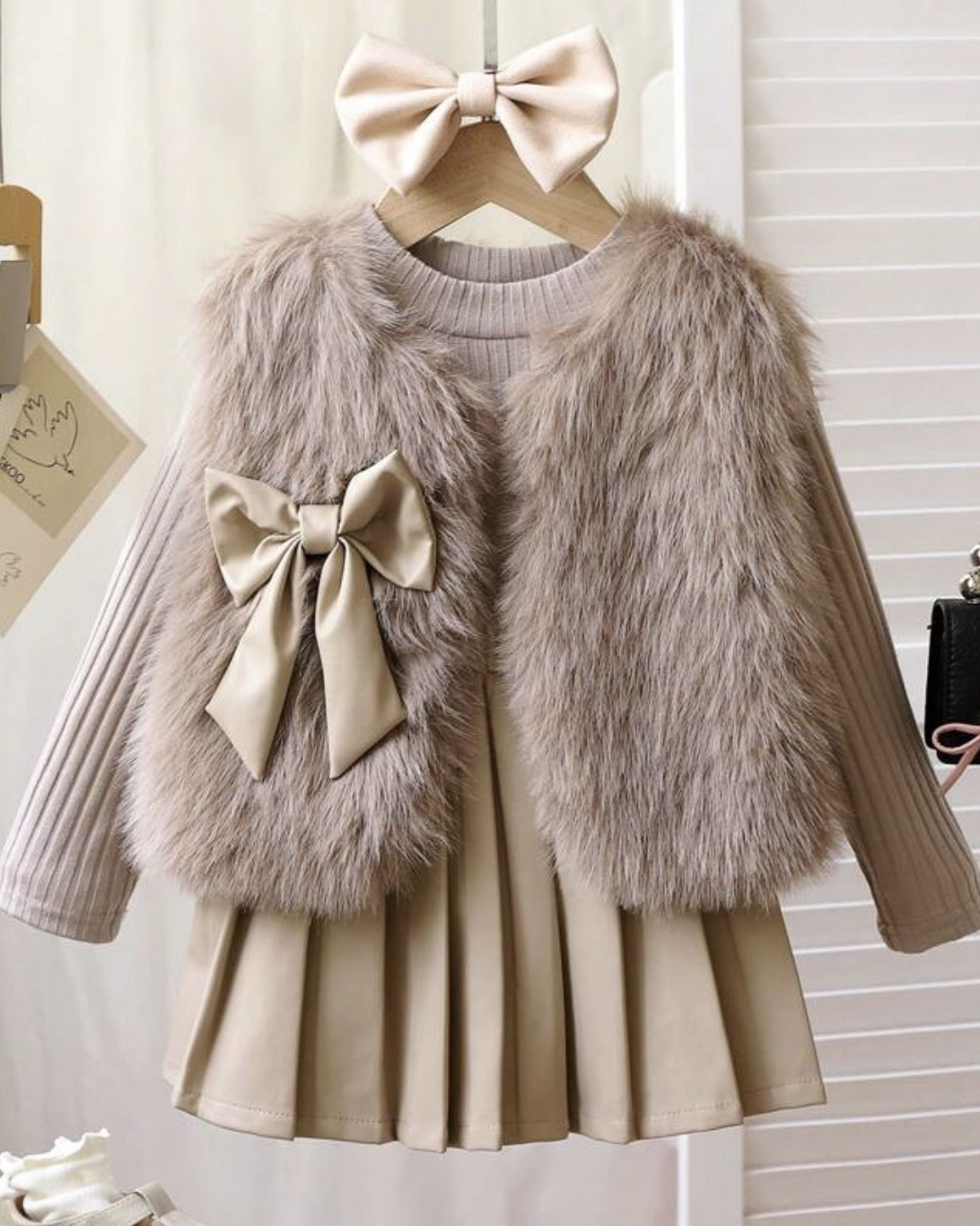 3pcs Fashion Set For Girls: Long Sleeve Knitted Top, Faux Fur Vest And Pleated Skirt, Spring/fall from shein 🤎 
#LTKFALL #LTKGIRLS #LTKfur

#LTKStyleTip #LTKKids #LTKSeasonal
