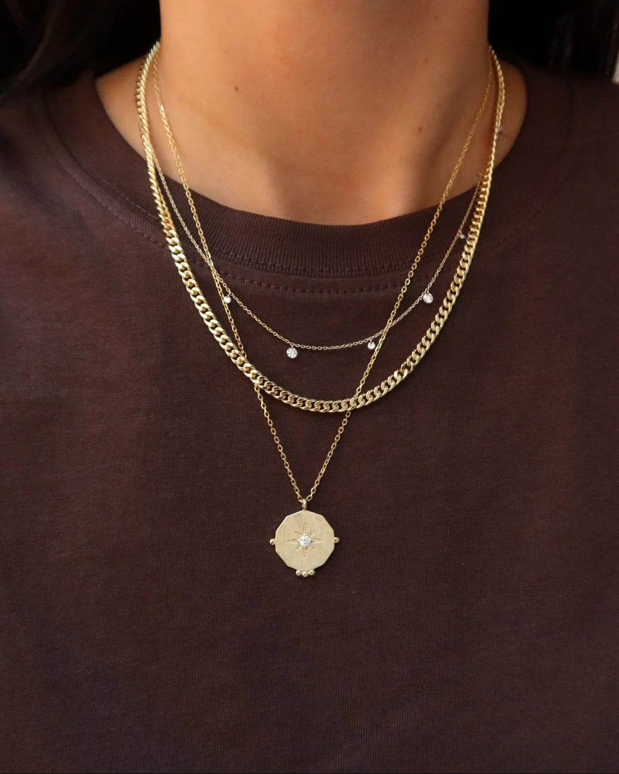 STELLA BRUSHED STAR DISC PENDANT | Cupcakes and Cashmere LLC