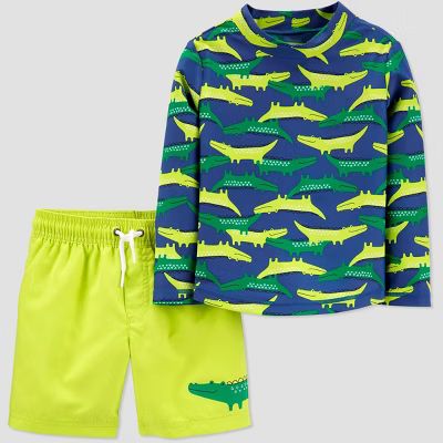 Toddler Boys' 2pc Swim Gator Rash Guard Set - Just One You® made by carter's Green/Yellow | Target