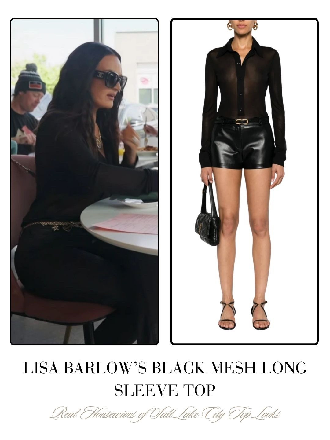Lisa Barlow’s Black Mesh Long Sleeve Top