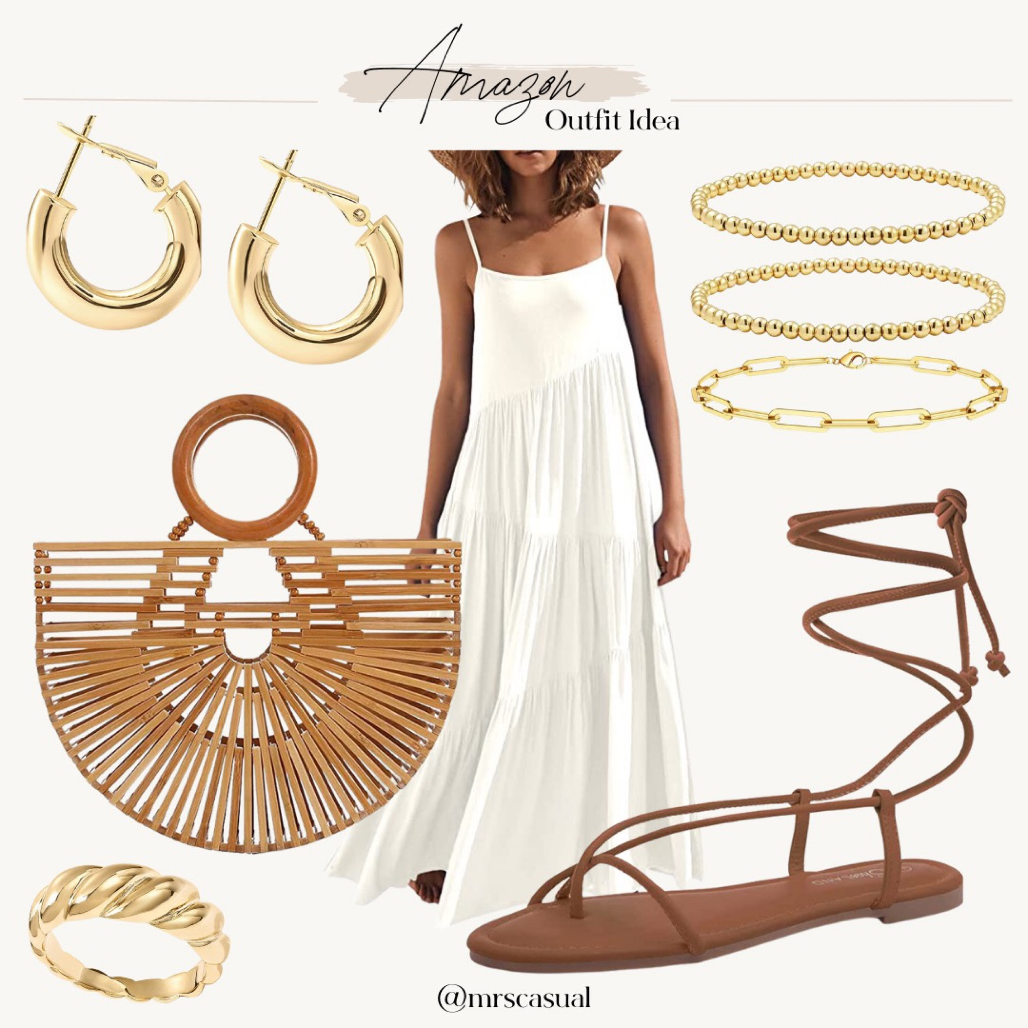 Amazon summer vacation look 💕 white maxi dress. Lace up sandals 

#LTKstyletip #LTKunder50 #LTKSeasonal