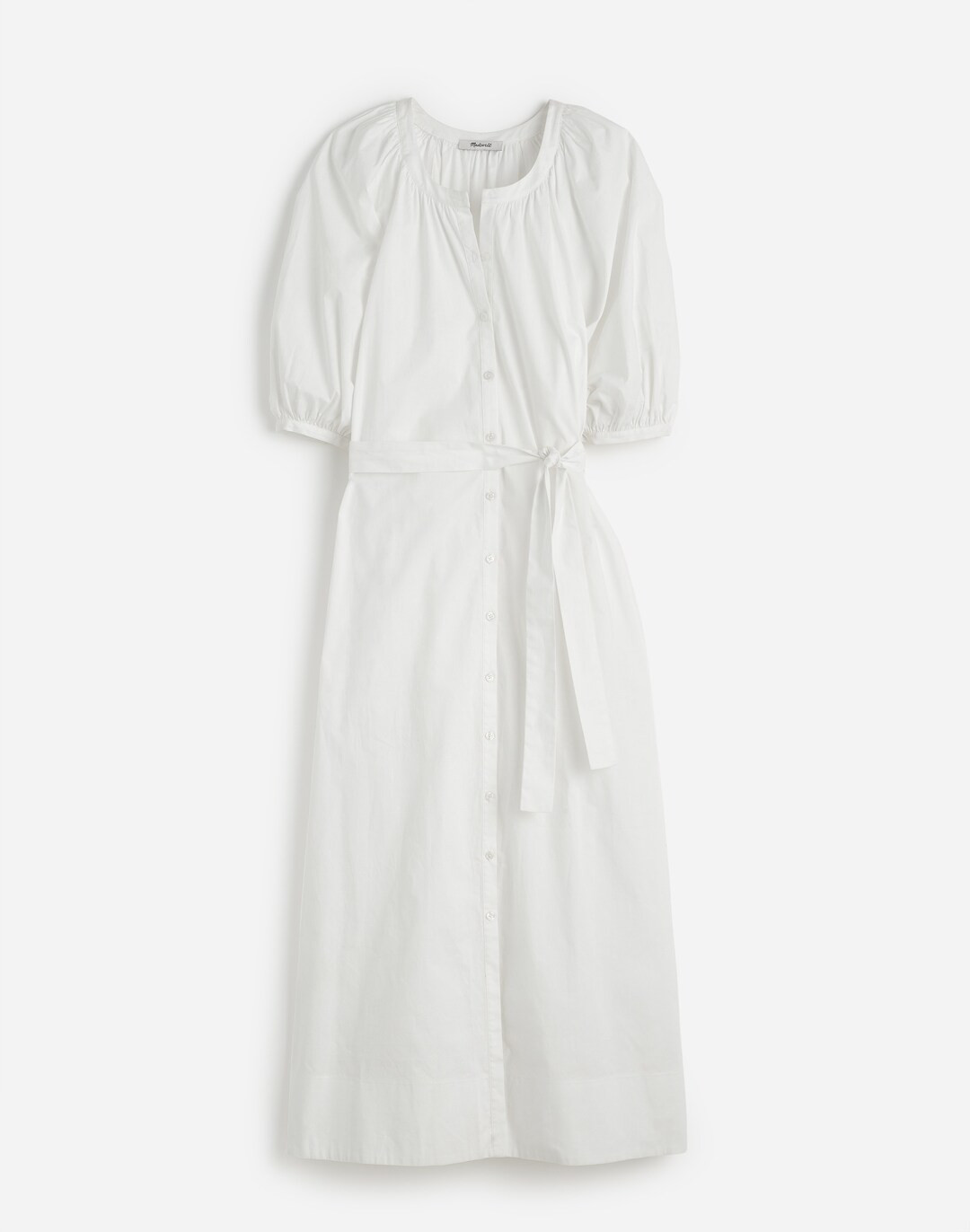 Tie-Waist Button-Front Midi Dress in Poplin | Madewell