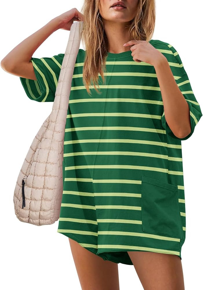 Yanekop Womens T Shirt Romper Hot Shot Tee Romper Athletic Workout Jumpsuit Oversized Reversible ... | Amazon (US)