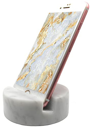 fashciaga Luxurious Marble Cell Phone Stand Holder for Cellphone Tablet On Desk, Countertop, Table, Nightstand. Heavy Solid Real Stone Mobile Phone Stands | Amazon (US)