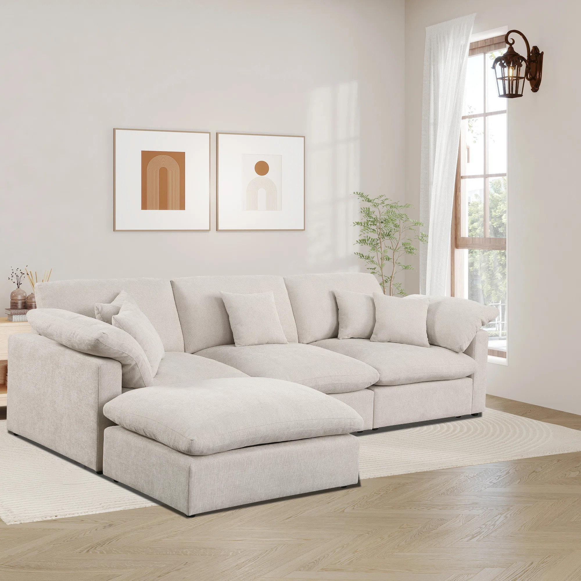Fitz Luxurious Chenille Fabric 4-Piece Modular Sectional Sofa with Ottoman | Wayfair North America