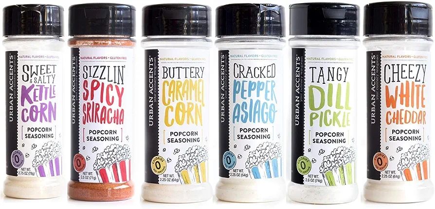 Amazon.com : Gourmet Popcorn Seasoning Variety Pack, All Natural (6 Flavors) - Dill Pickle, White Ch | Amazon (US)