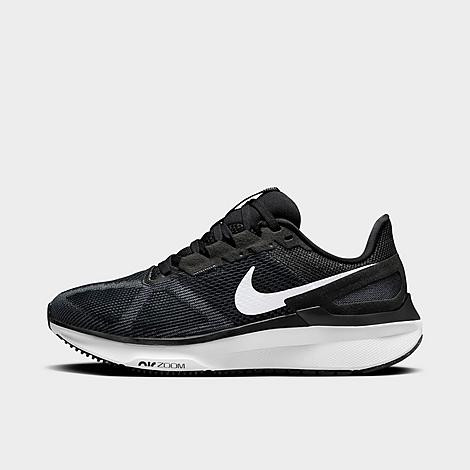 Nike Women's Air Zoom Structure 25 Running Shoes (Extra Wide Width 2E) in Black/White/Dark Smoke Grey Size: 11.5 | Finish Line (US)
