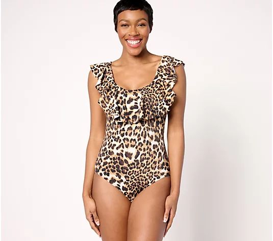 Women with Control Tummy Control Ruffle One-Piece Swimsuit - QVC.com | QVC