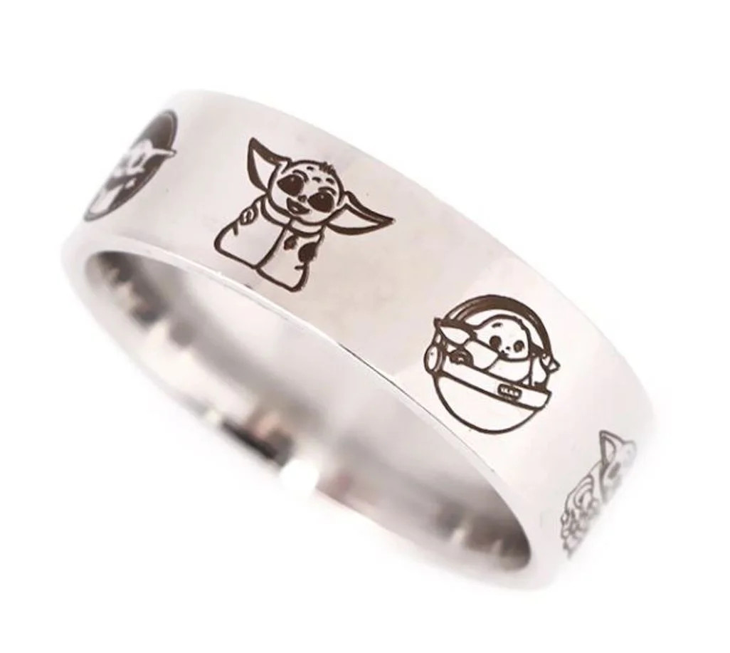 Star Wars Baby Yoda Silvertone Stainless Steel Band Ring Size 7 | Walmart (US)