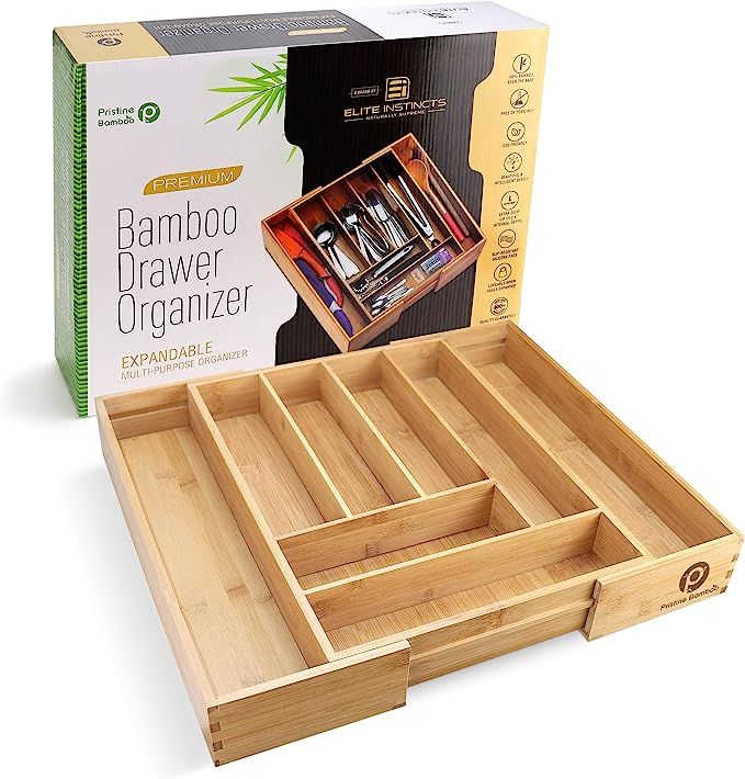 PRISTINE BAMBOO Silverware Tray for Drawer Organizer - Kitchen Drawer Organizer - Cutlery Organiz... | Amazon (US)