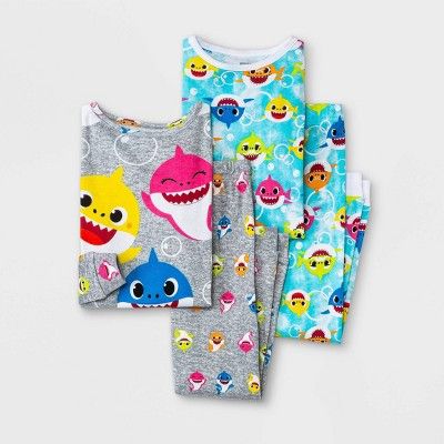Toddler Girls' 4pc Baby Shark Week Pajama Set - Gray | Target