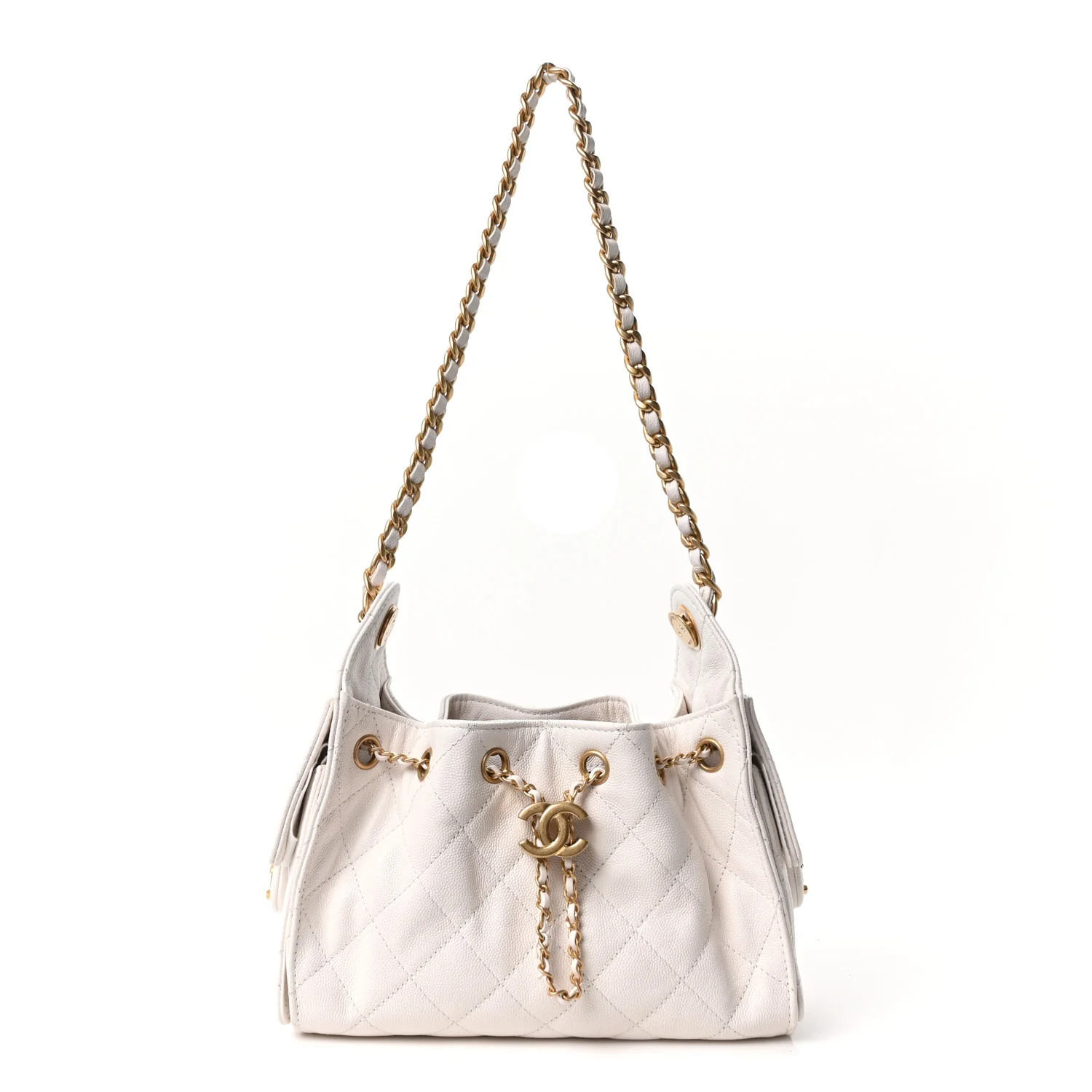 Chanel Caviar Quilted Mini Chanel 25 Handbag White 1939968 | FASHIONPHILE (US)