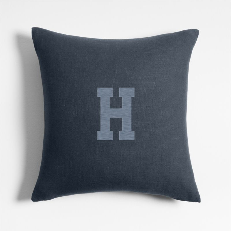 Organic Cotton Monogrammable 20"x20" Deep Indigo Throw Pillow Cover + Reviews | Crate & Barrel | Crate & Barrel