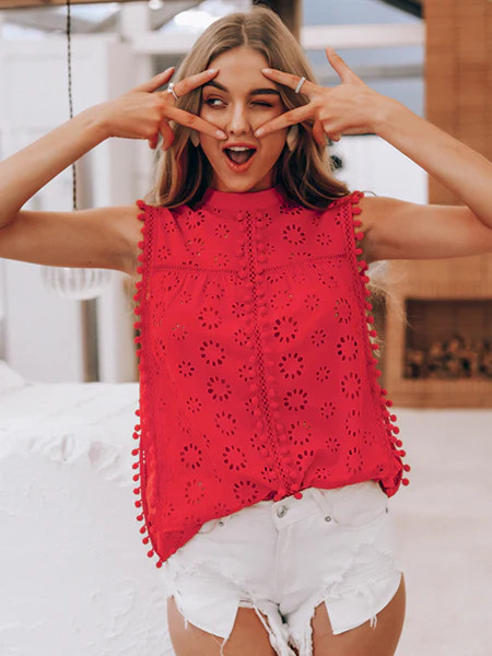 'Nelly' Tassel Embroidered Sleeveless Top | Goodnight Macaroon