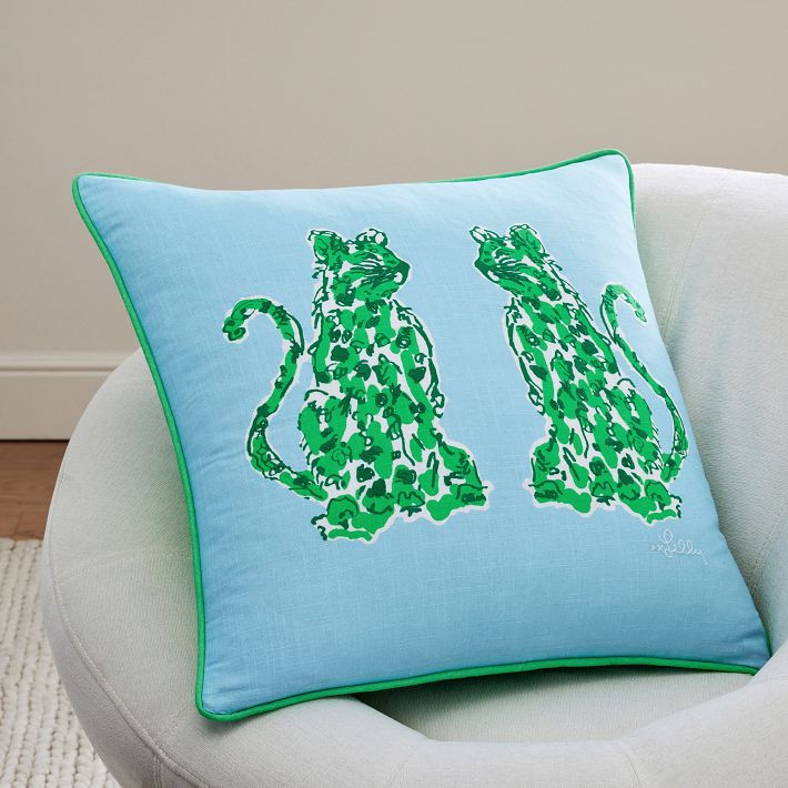 Lilly Pulitzer Cats Motif Reversible Pillow Cover | Pottery Barn Teen