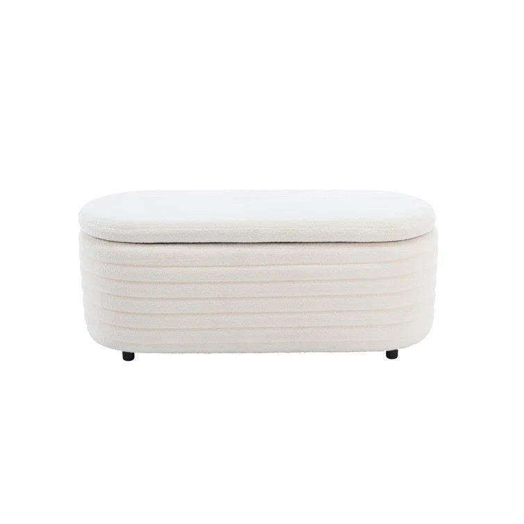 Danelys Storage Ottoman White Bench Upholstered Fabric Storage Bench End Of Bed Stool With Safety... | Wayfair North America