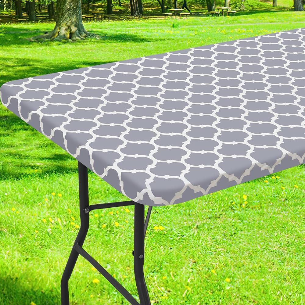 Smiry Rectangle Picnic Table Cover, Waterproof Elastic Fitted Camping Tablecloths for 6 Foot Tabl... | Amazon (US)