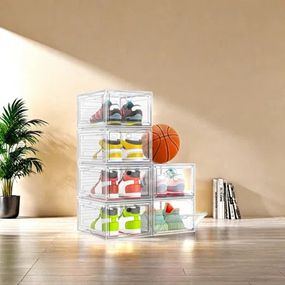 Clear Shoe Storage Organizer With Magnetic Door 6 Pack | Wayfair North America