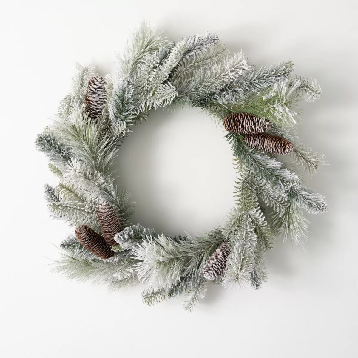 24"H Sullivans Snowy Pinecone Wreath, Green Winter Wreaths For Front Door | Target
