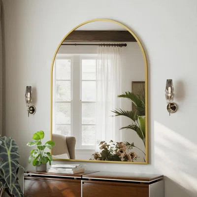 36"x48" Arched Bathroom Mirror - Gold Wall Mounted Vanity Mirror Aluminum Alloy Frame Large Arch Wall Mirror for Living Room, Bedroom and Entryway | Wayfair North America