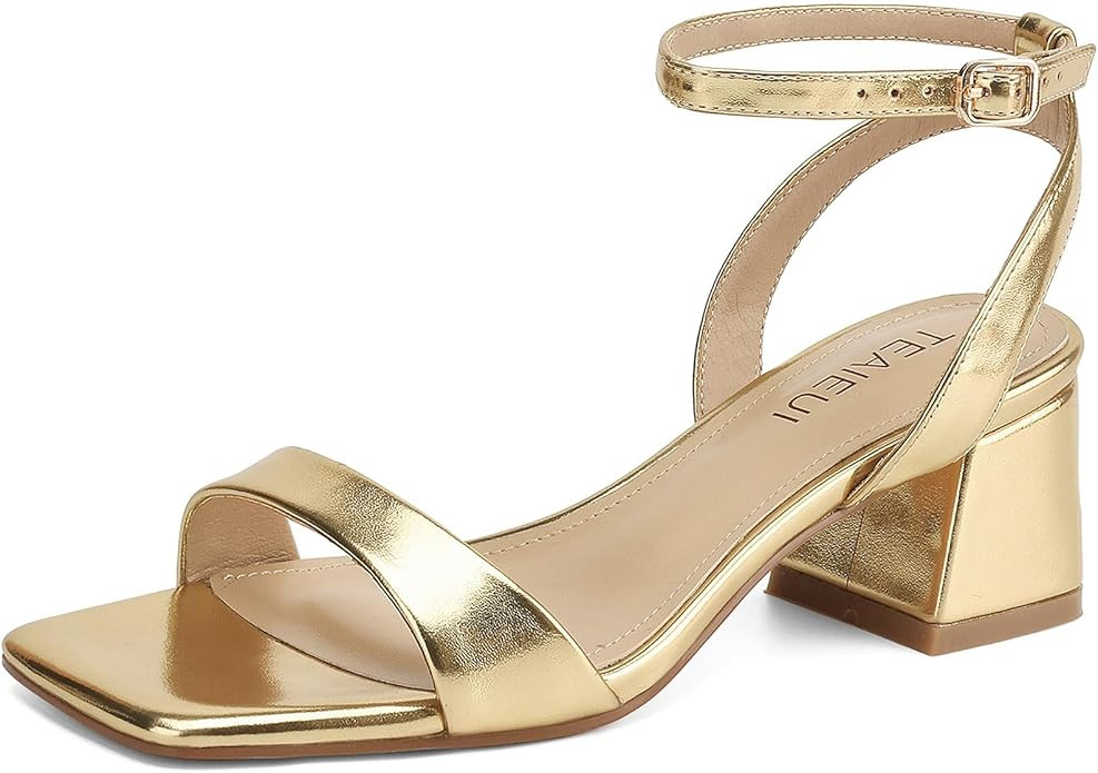 Women's Heeled Sandals Strappy Low Block Heels Chunky for Women Comfortable Ankle Strap Open Toe ... | Amazon (US)