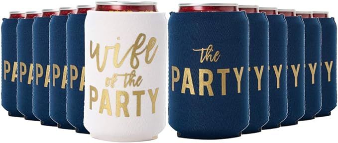 Wife of the Party and The Party, Bachelorette Party Can Coolers, Set of 12 Beer Can Coolies, Perf... | Amazon (US)