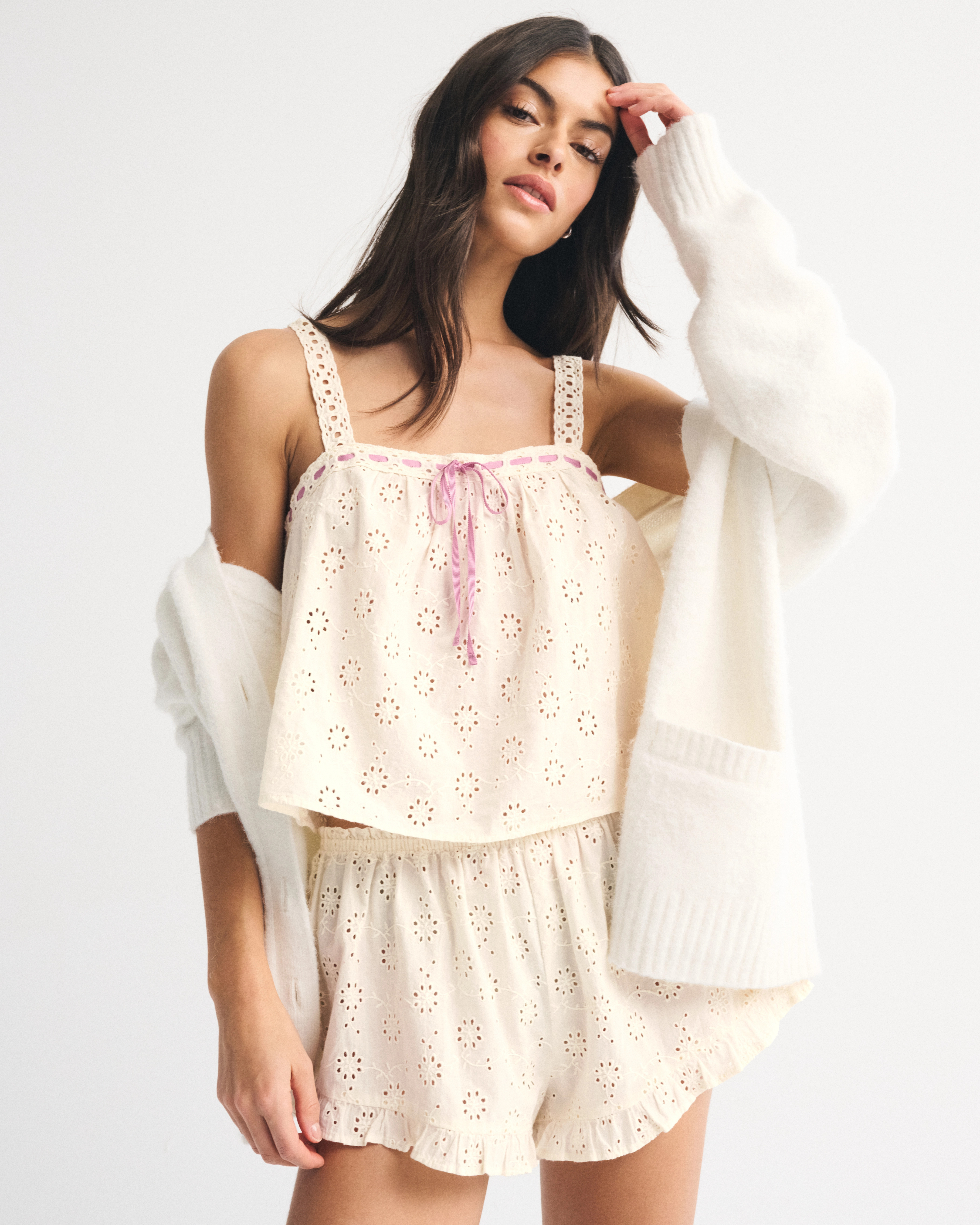 Embroidered Cutwork Sleep Cami | Abercrombie & Fitch (US)