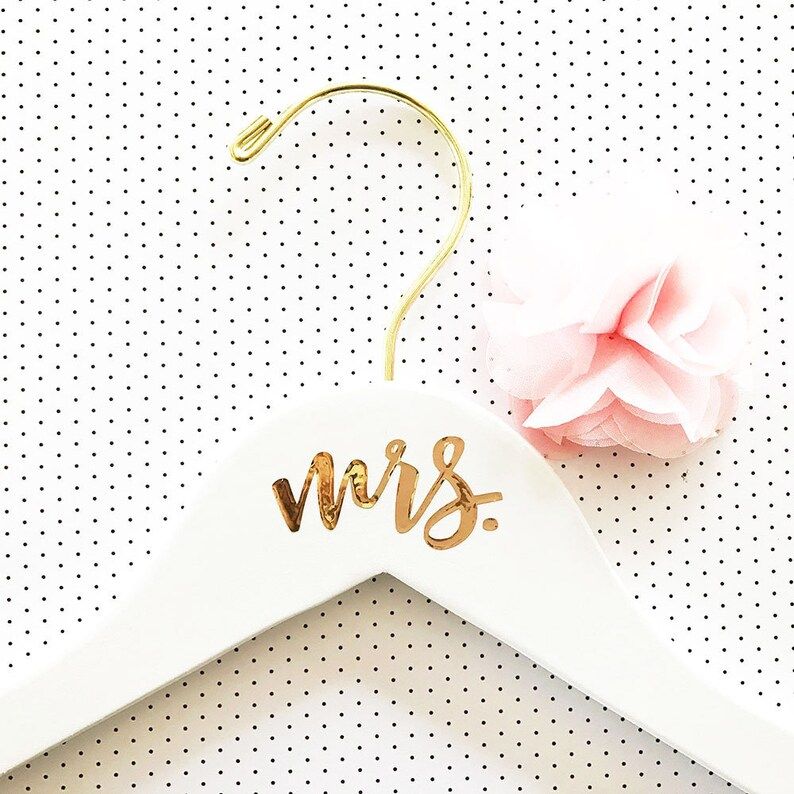 Bride Hanger Personalized Bride Hanger Gold & White Bride Hanger Wedding Dress Mrs Hanger Bride G... | Etsy (US)