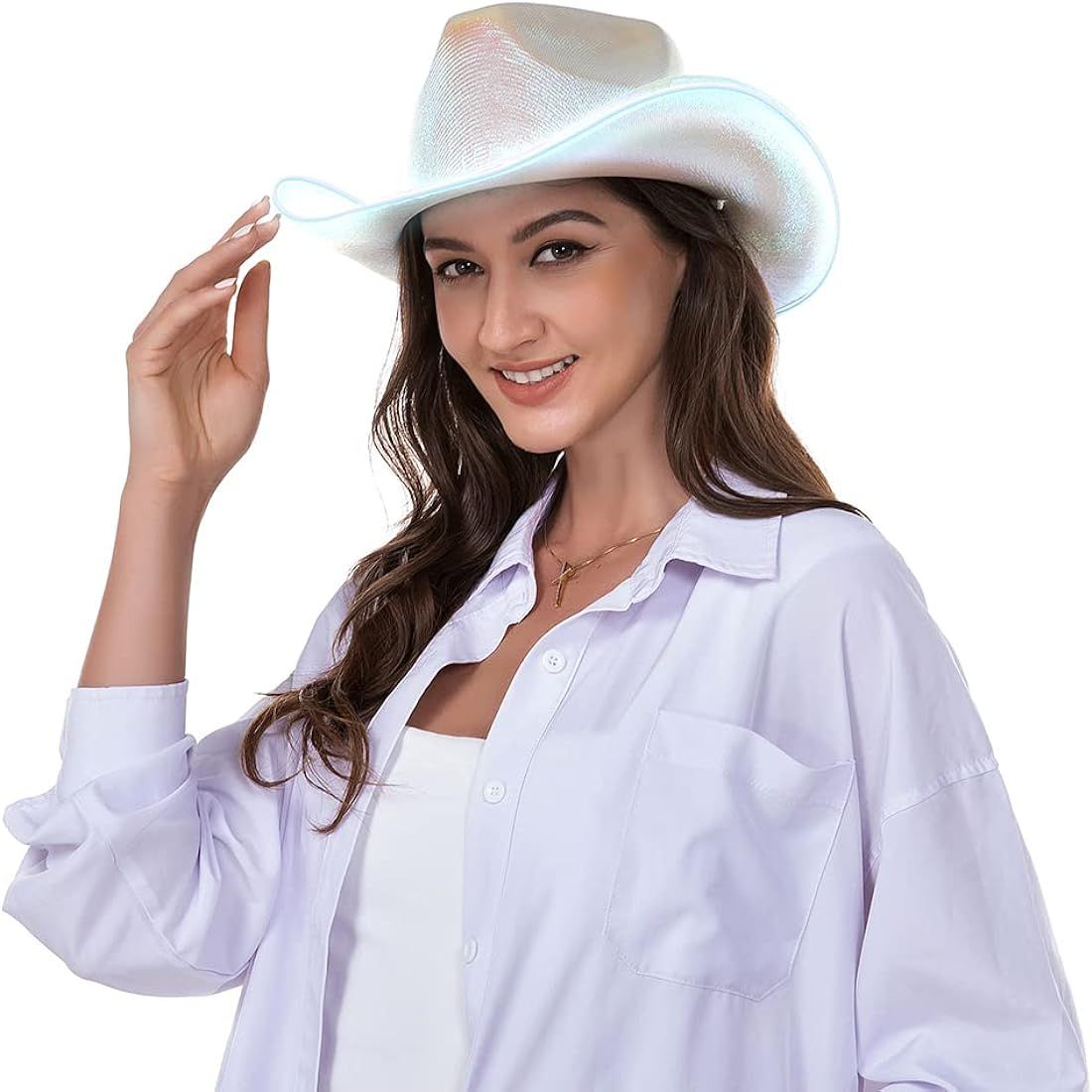 HSCTEK Light Up Holographic Space Cowboy Cowgirl Hat(Updated EL Wire) | Amazon (US)