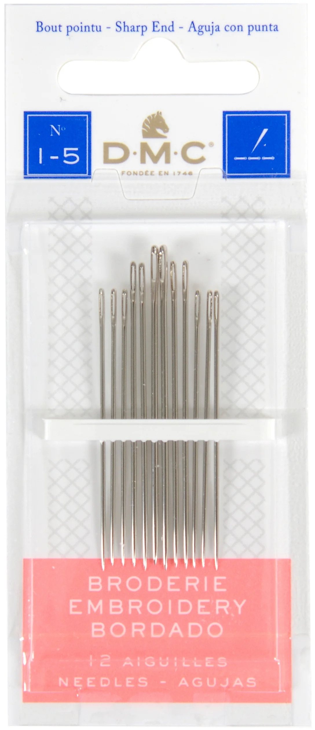 DMC Embroidery Hand Needles Size5 Hand-Sewing Needles (12 Piece) - Walmart.com | Walmart (US)