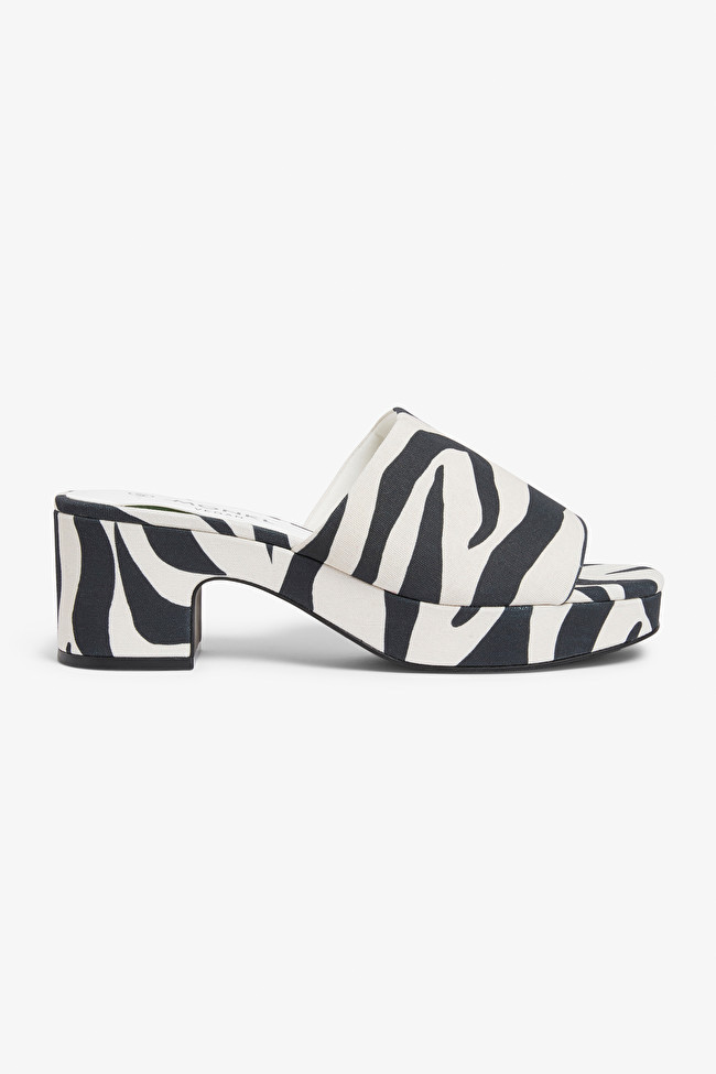 Zebra print mule heels | Monki