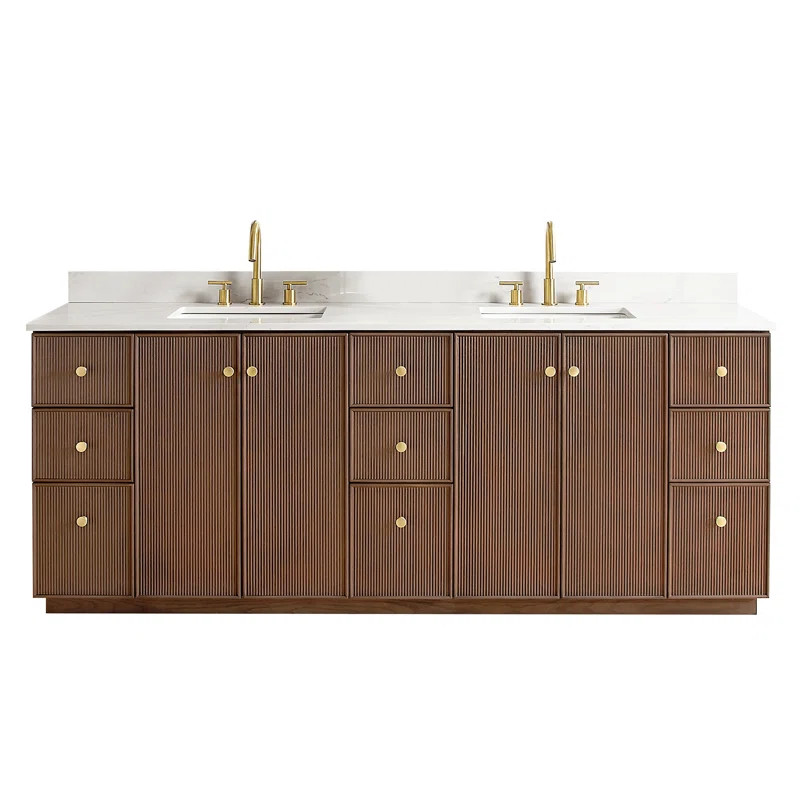 84'' Double Bathroom Vanity with Quartz Top | Wayfair North America